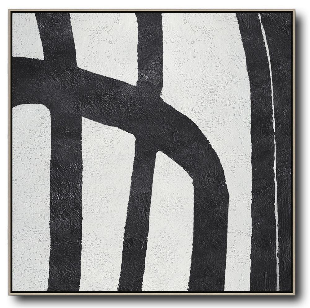 Minimal Black and White Painting #MN36A - Click Image to Close